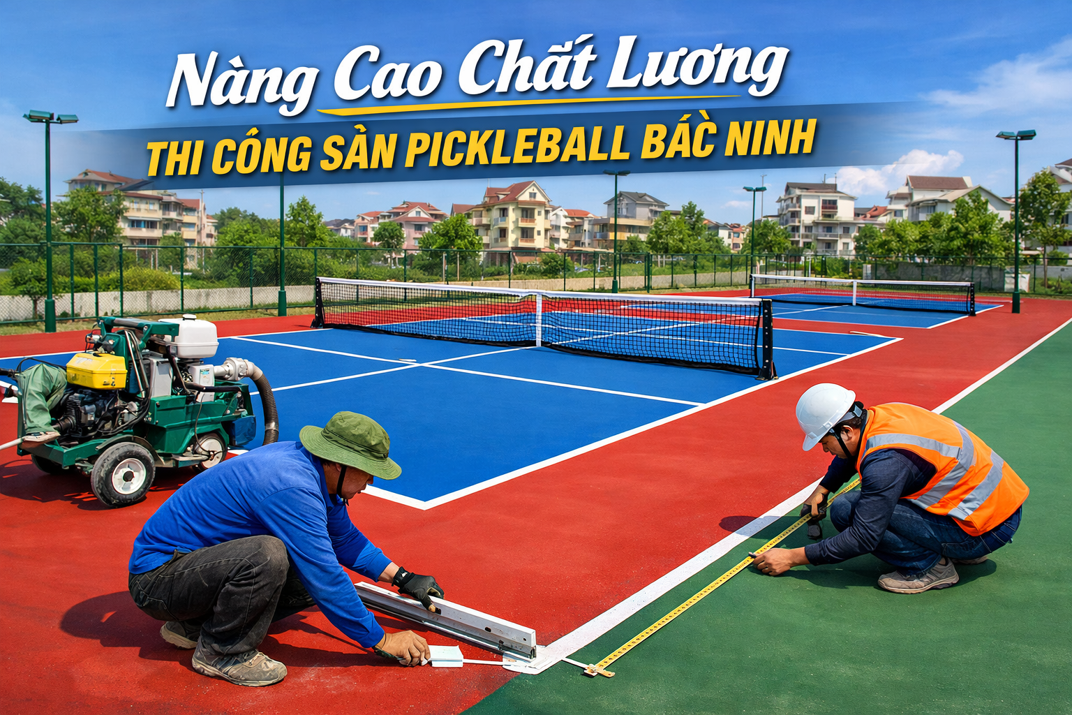 thi công sơn sân Pickleball tại Bắc Ninh