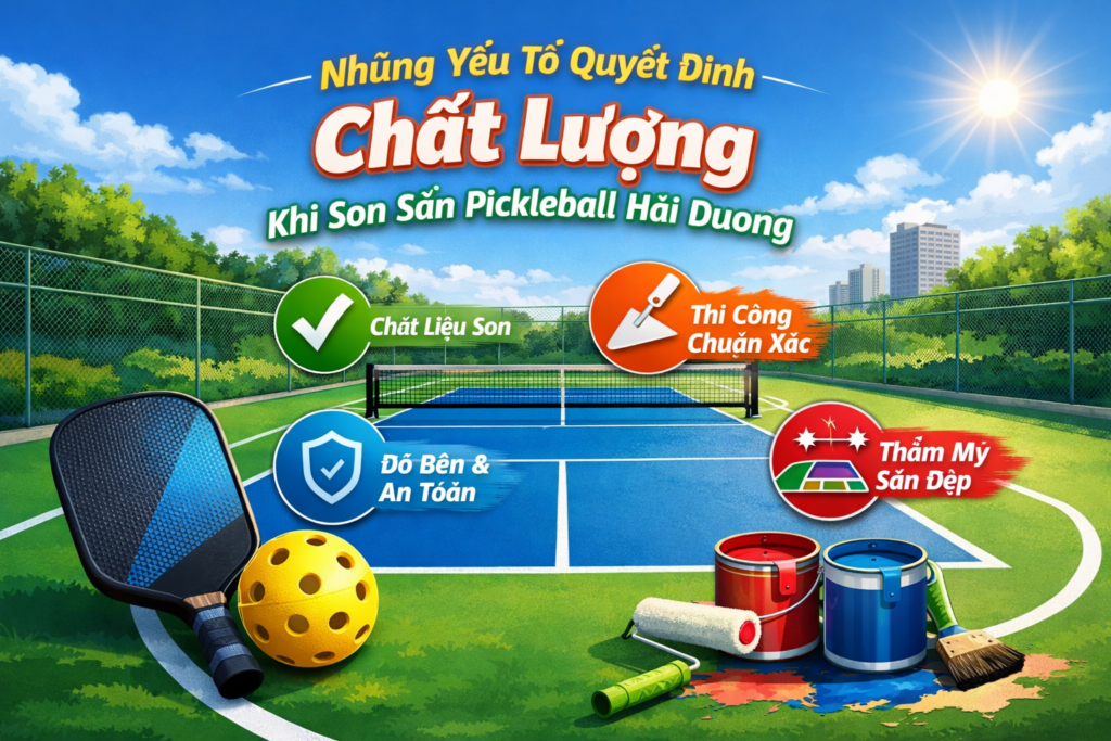 thi công sơn sân Pickleball tại Hải Dương