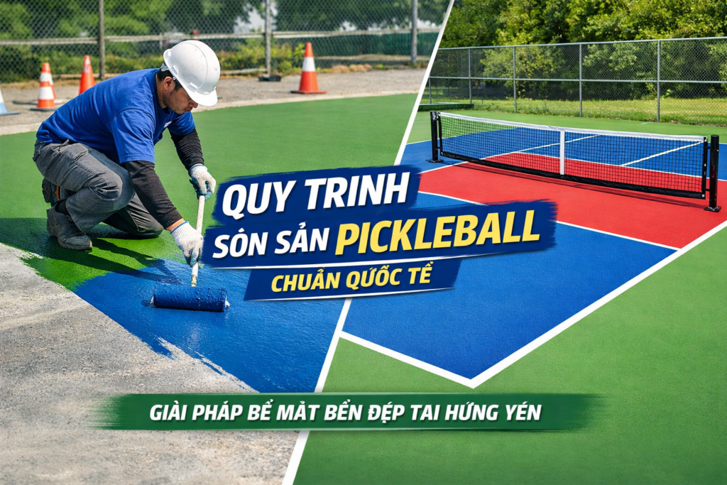 thi công sơn sân Pickleball tại Hưng Yên