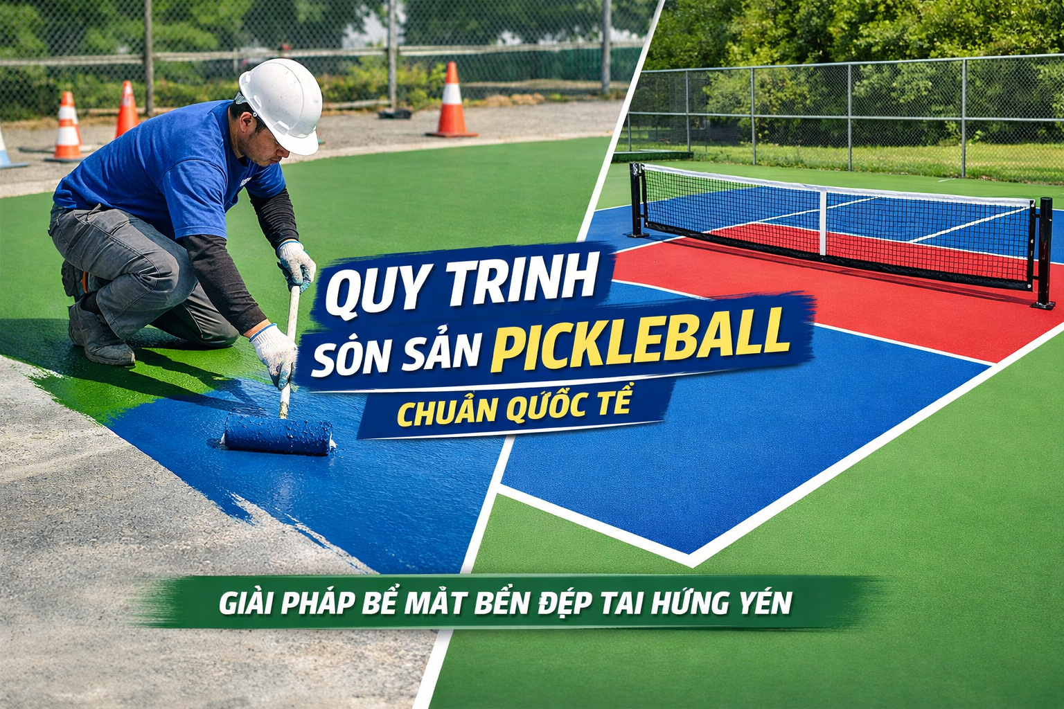 thi công sơn sân Pickleball tại Hưng Yên