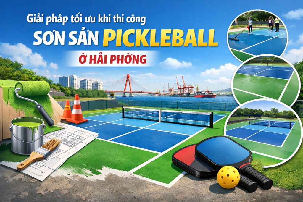thi công sơn sân Pickleball tại Hải Phòng