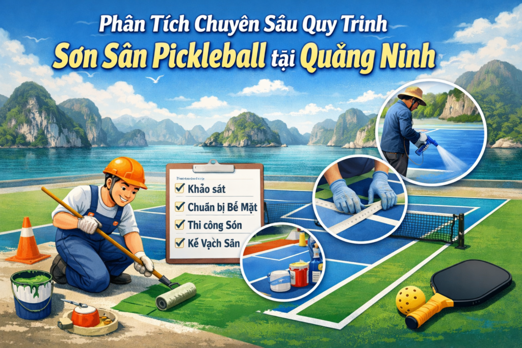 Thi công sơn sân Pickleball tại Quảng Ninh