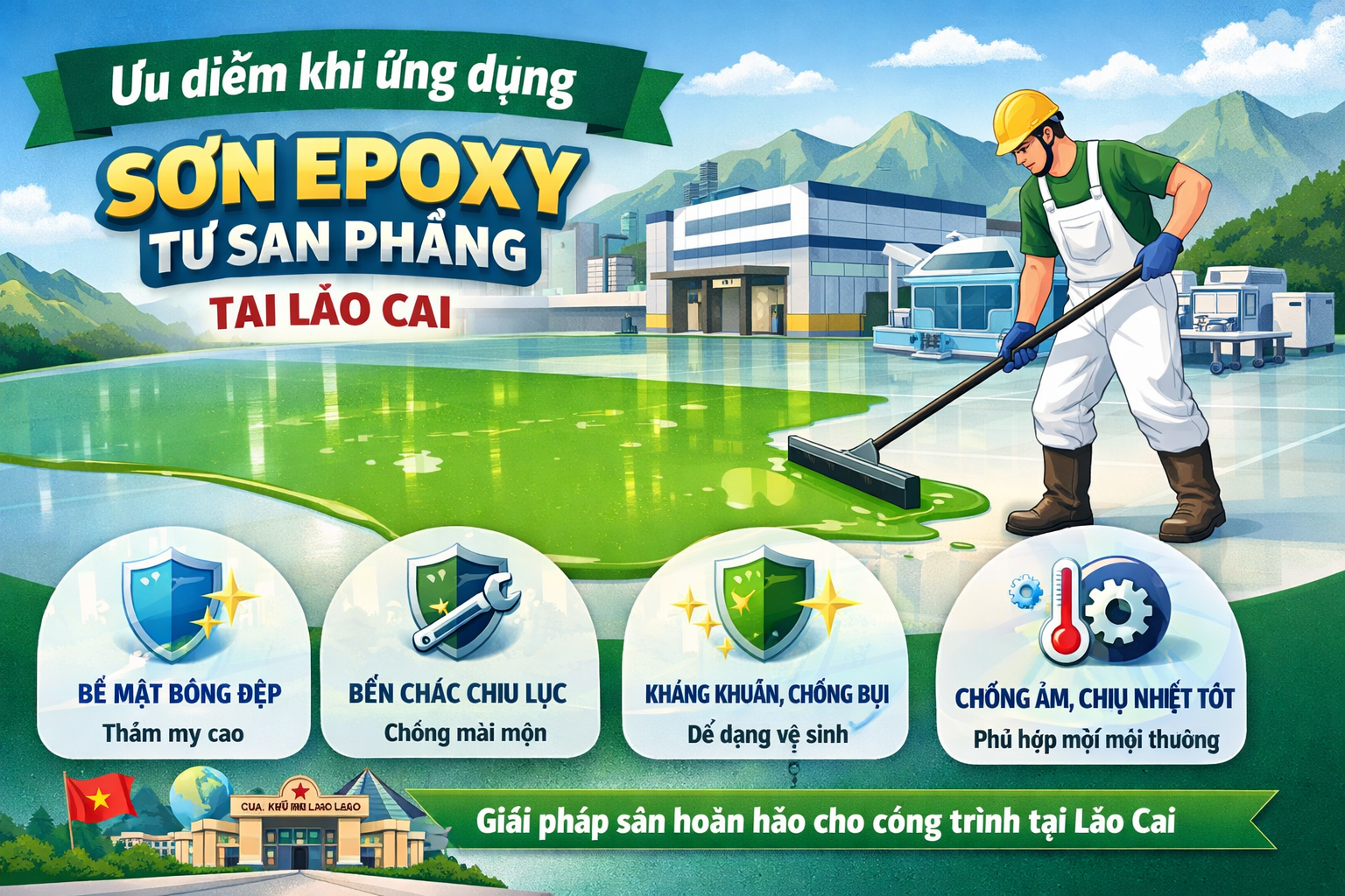 thi công sơn epoxy tự san phẳng tại Lào Cai