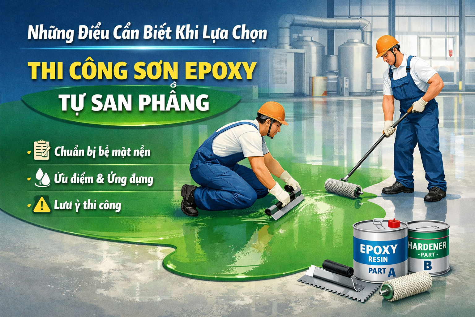Thi công sơn epoxy tự san phẳng tại Thái Nguyên