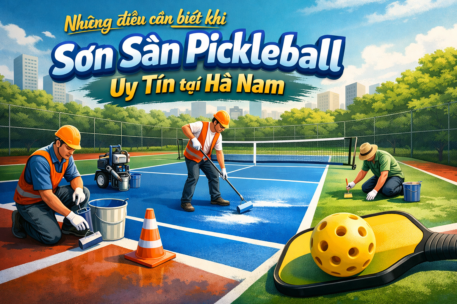 Thi công sơn sân Pickleball tại Hà Nam