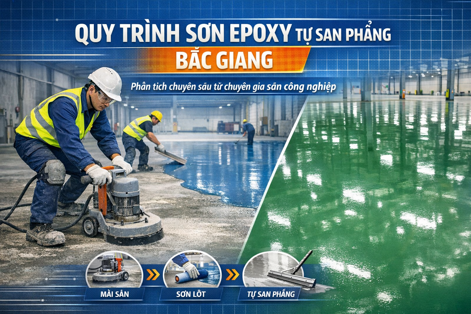 thi công sơn epoxy tự san phẳng tại Bắc Giang