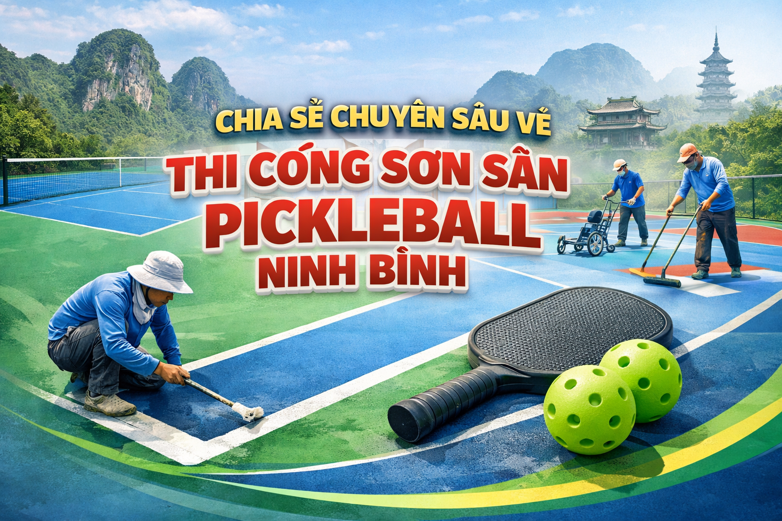 Thi công sơn sân Pickleball tại Ninh Bình 
