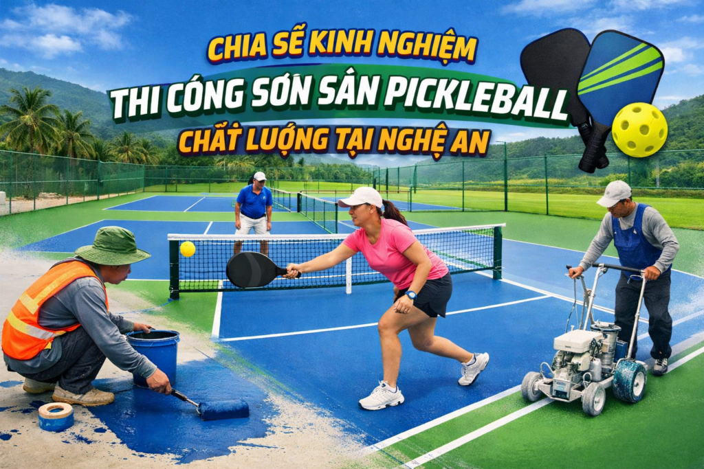 Thi công sơn sân Pickleball tại Nghệ An