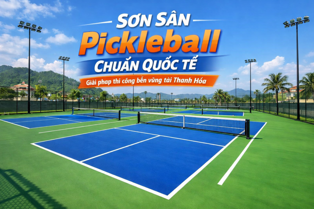 thi công sơn sân Pickleball tại Thanh Hóa