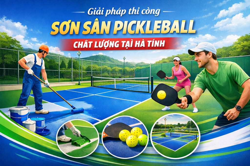 thi công sơn sân Pickleball tại Hà Tĩnh