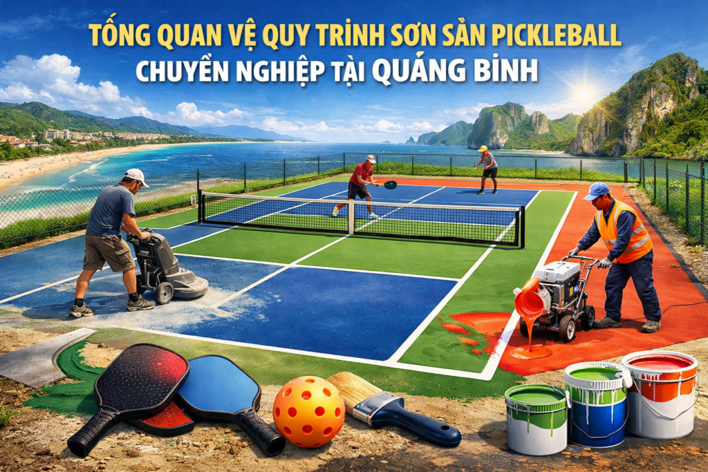 thi công sơn sân Pickleball tại Quảng Bình