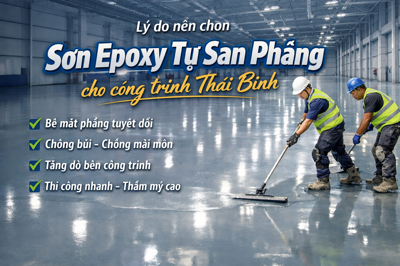 thi công sơn epoxy tự san phẳng tại Thái Bình