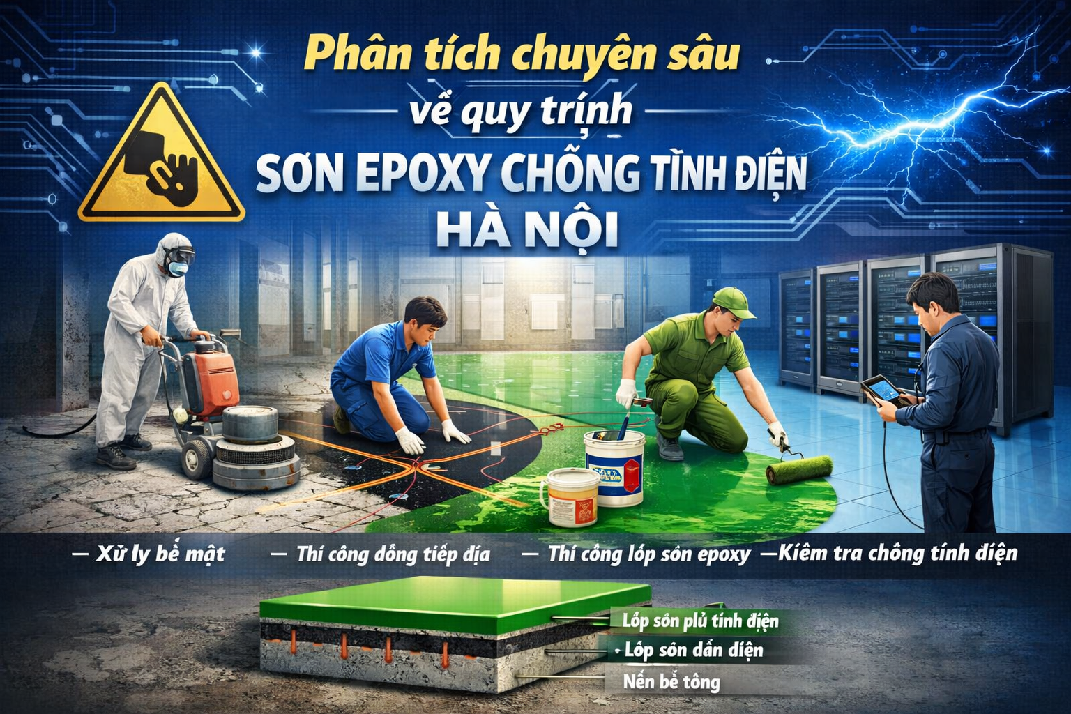 thi công sơn epoxy chống tĩnh điện tại Hà Nội
