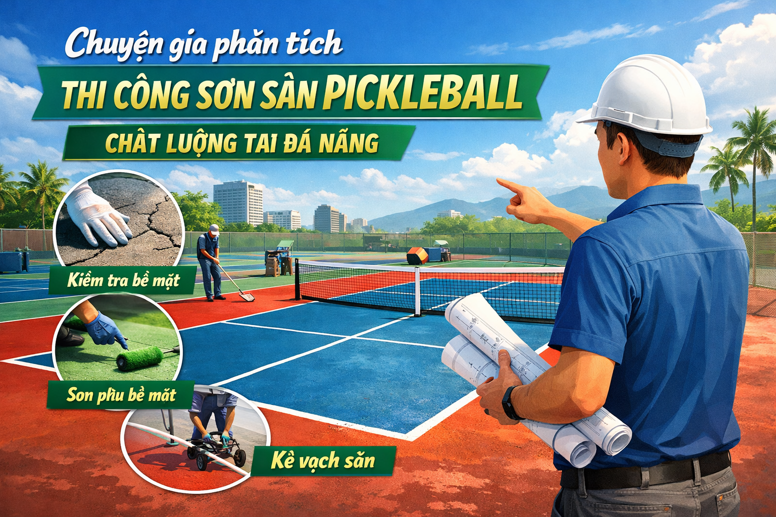  thi công sơn sân Pickleball tại Đà Nẵng