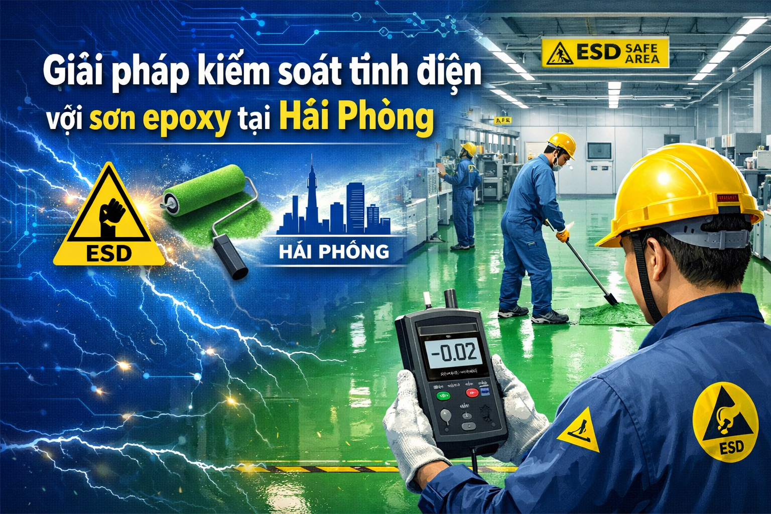 thi công sơn epoxy chống tĩnh điện tại Hải Phòng