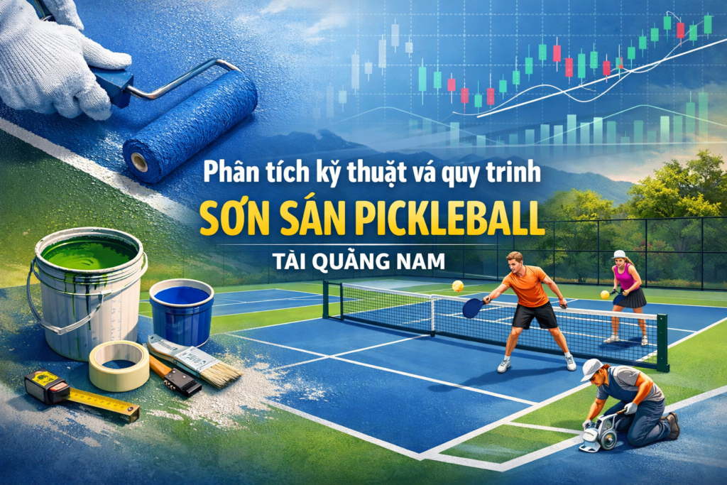 thi công sơn sân Pickleball tại Quảng Nam