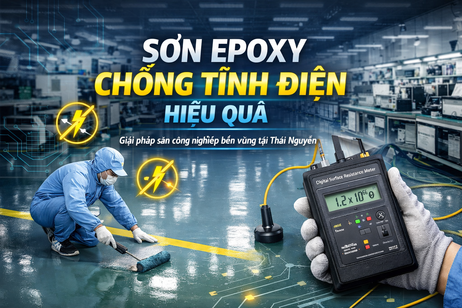 thi công sơn epoxy chống tĩnh điện tại Thái Nguyên