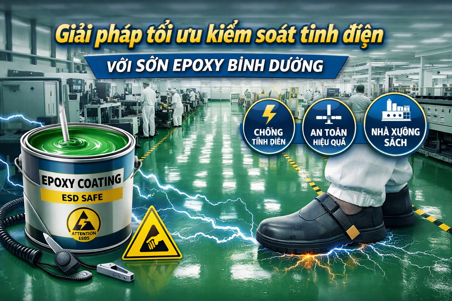 thi công sơn epoxy chống tĩnh điện tại Bình Dương