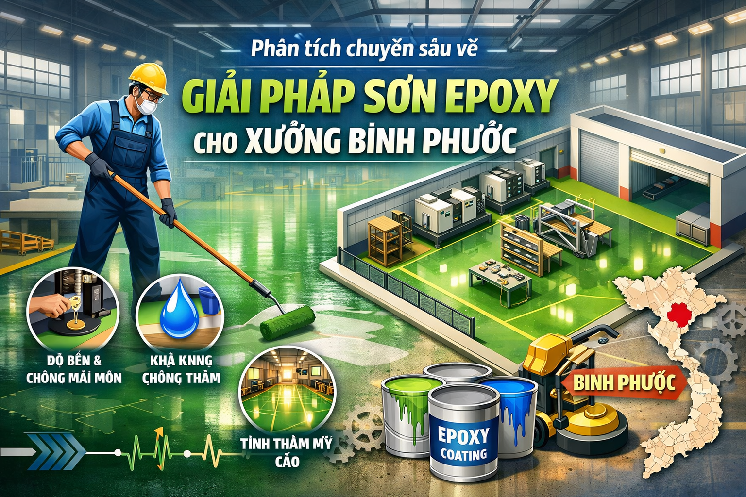 thi công sơn epoxy nhà xưởng tại Bình Phước