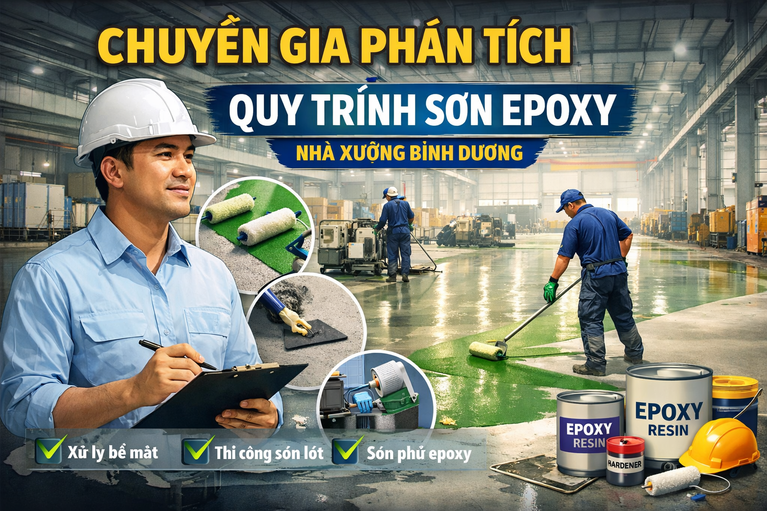 Thi công sơn epoxy nhà xưởng tại Bình Dương